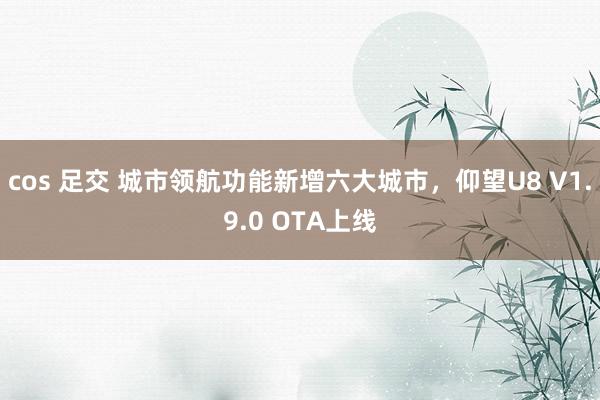 cos 足交 城市领航功能新增六大城市，仰望U8 V1.9.0 OTA上线