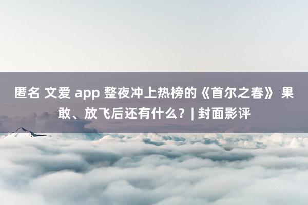 匿名 文爱 app 整夜冲上热榜的《首尔之春》 果敢、放飞后还有什么？| 封面影评