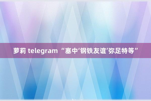 萝莉 telegram “塞中‘钢铁友谊’弥足特等”