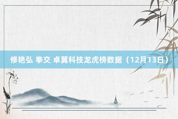 修艳弘 拳交 卓翼科技龙虎榜数据（12月13日）