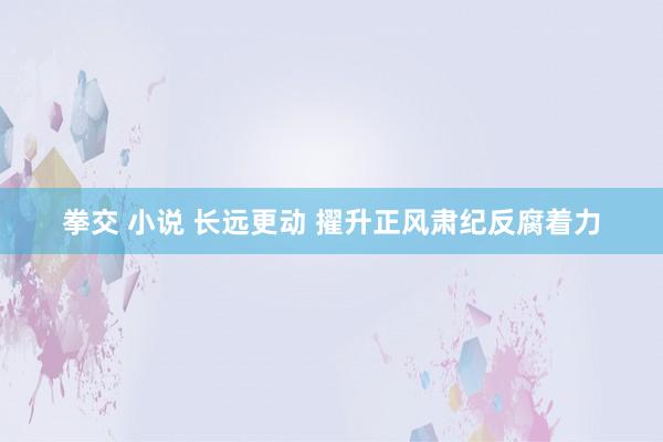 拳交 小说 长远更动 擢升正风肃纪反腐着力