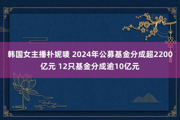 韩国女主播朴妮唛 2024年公募基金分成超2200亿元 12只基金分成逾10亿元