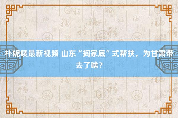 朴妮唛最新视频 山东“掏家底”式帮扶，为甘肃带去了啥？