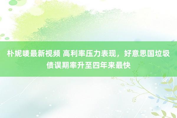 朴妮唛最新视频 高利率压力表现，好意思国垃圾债误期率升至四年来最快