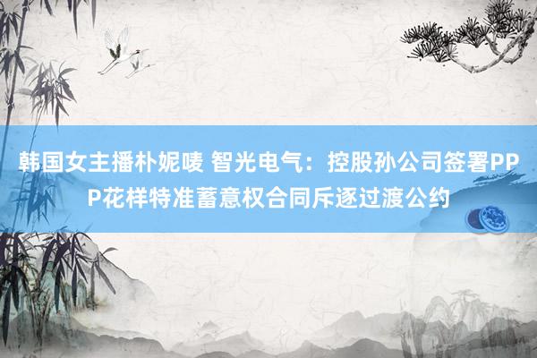 韩国女主播朴妮唛 智光电气：控股孙公司签署PPP花样特准蓄意权合同斥逐过渡公约